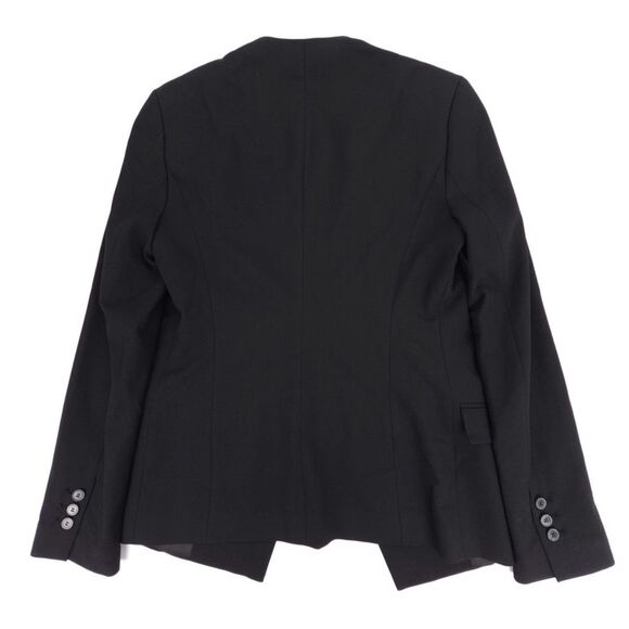 ZARA Crepe Open Front Collarless Blazer Suit Jacket Black Old Money Quiet Luxury - Picture 7 of 9